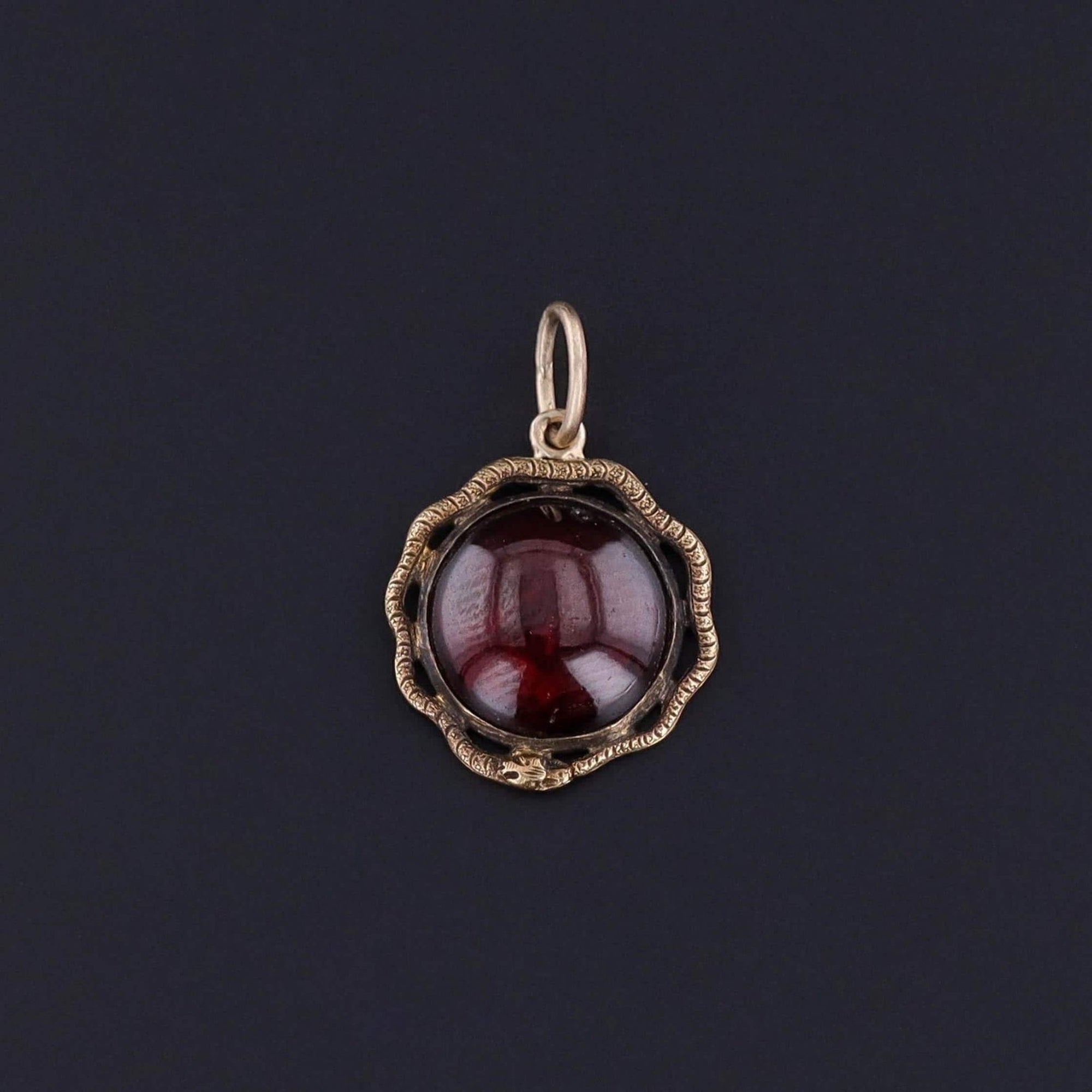 Antique Garnet Snake Charm of 18k Gold - Trademark Antiques