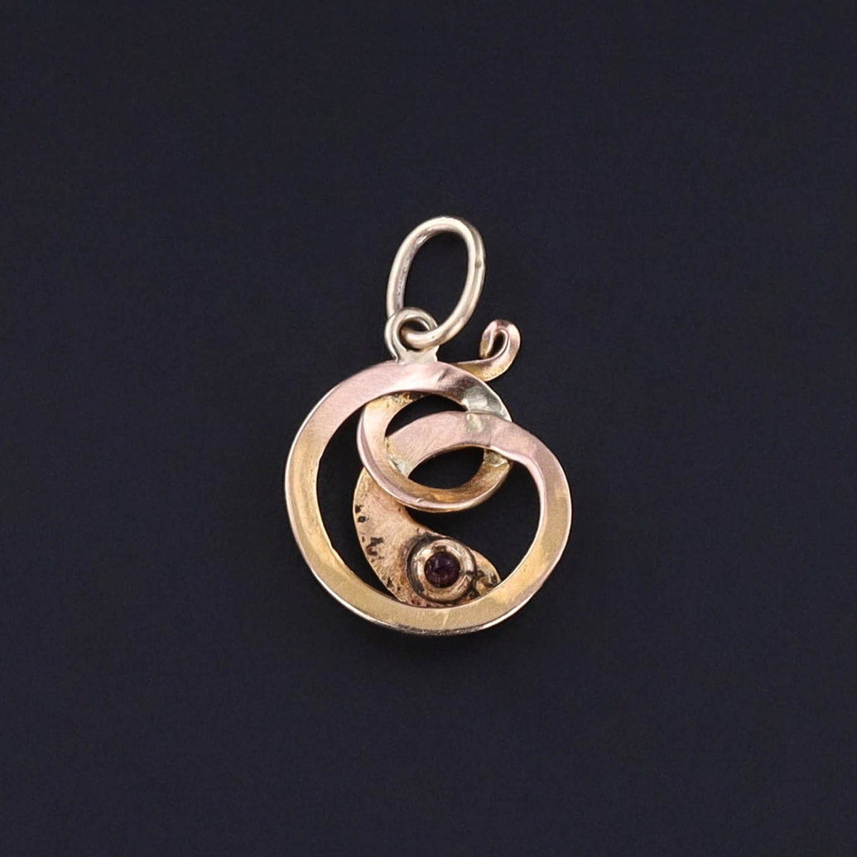Antique Garnet Snake Charm of 18k Gold - Trademark Antiques