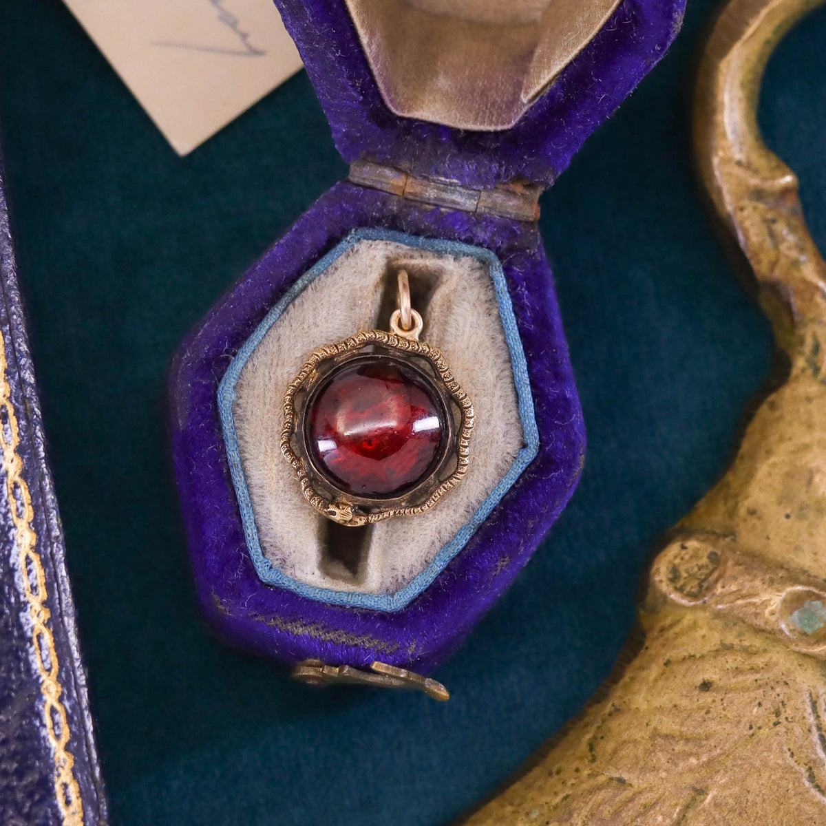 Antique Garnet Snake Charm of 18k Gold - Trademark Antiques