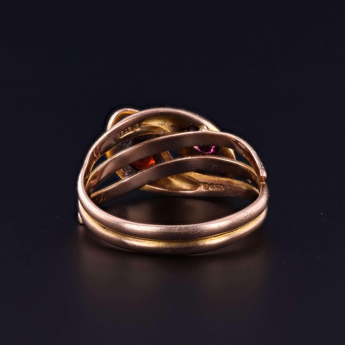 Antique Garnet Snake Ring of 9ct Gold - Trademark Antiques