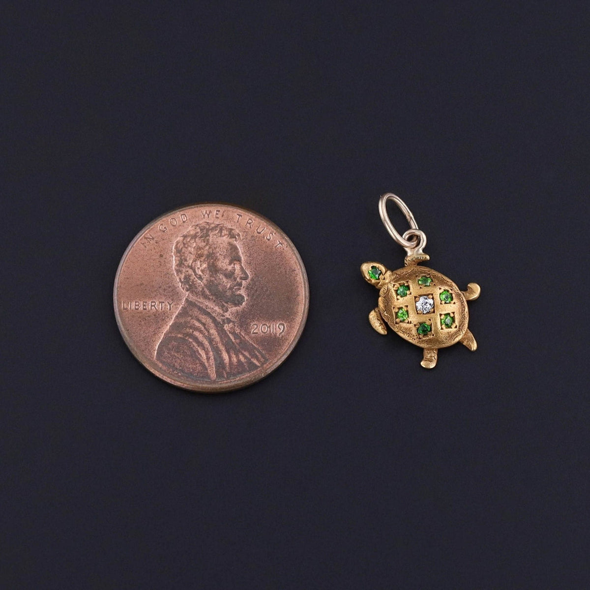 Antique Garnet Turtle Charm of 14k Gold - Trademark Antiques