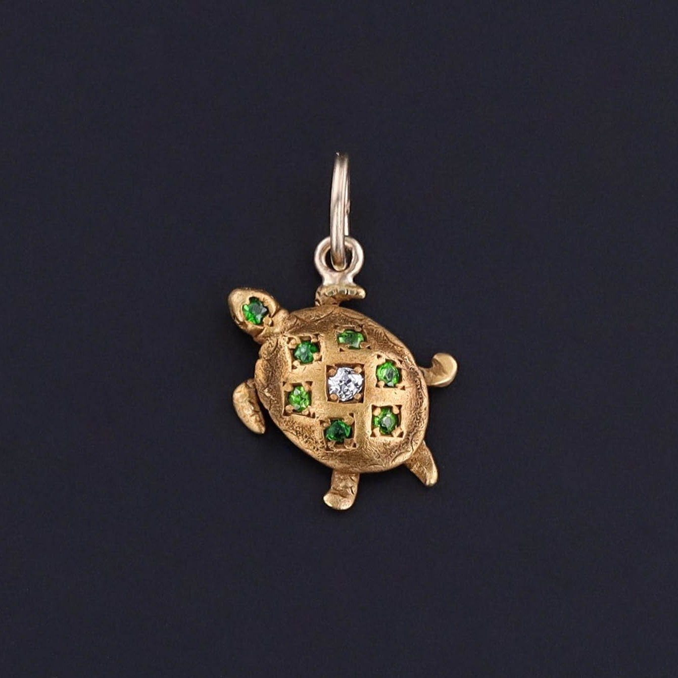 Antique Garnet Turtle Charm of 14k Gold - Trademark Antiques