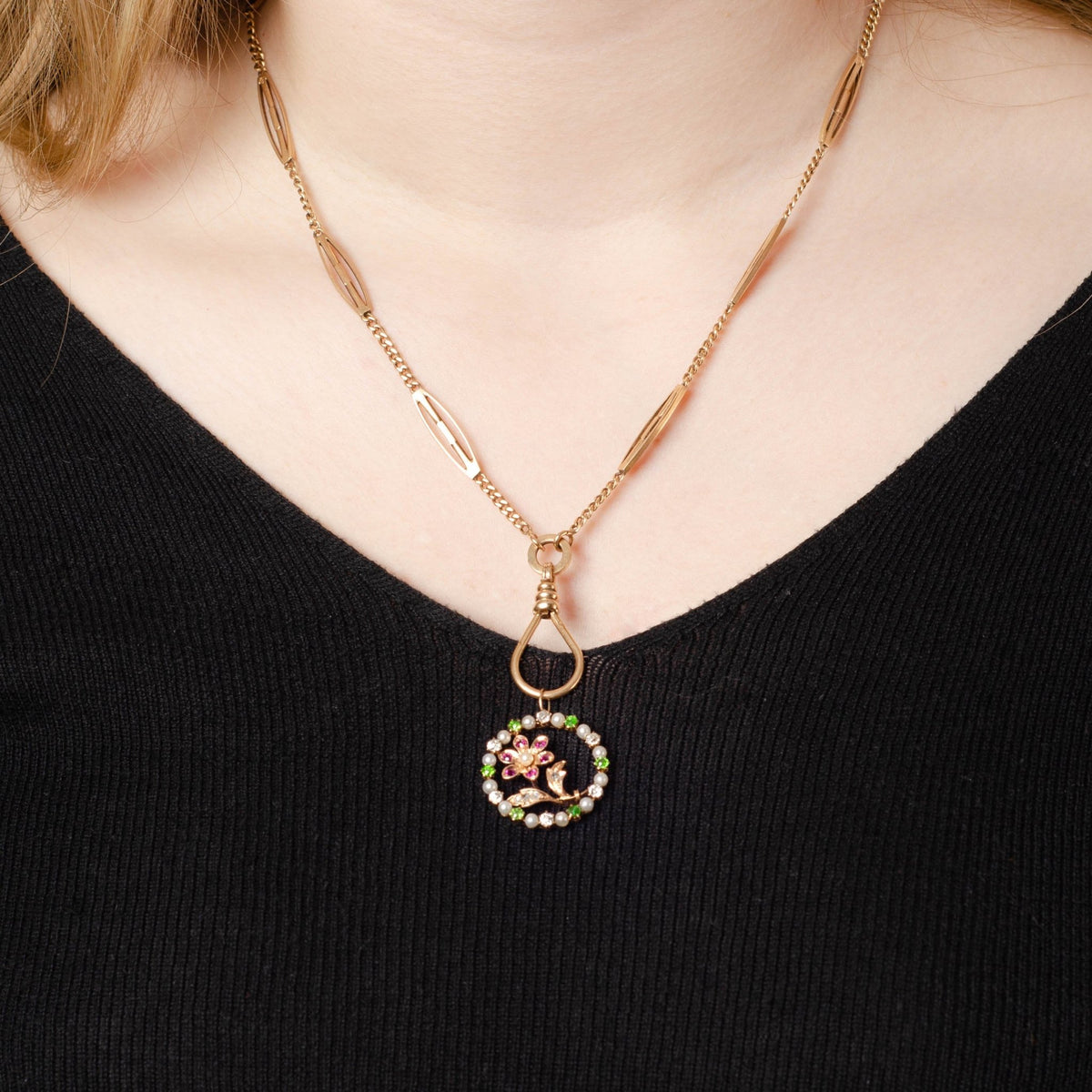 Antique Gemstone Flower Conversion Pendant of 14k Gold - Trademark Antiques
