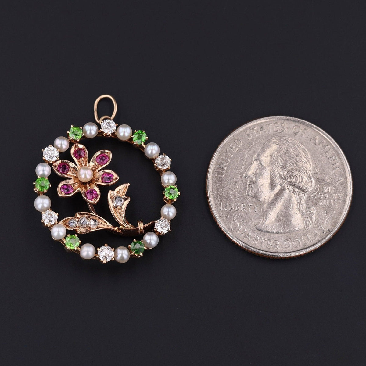 Antique Gemstone Flower Conversion Pendant of 14k Gold - Trademark Antiques