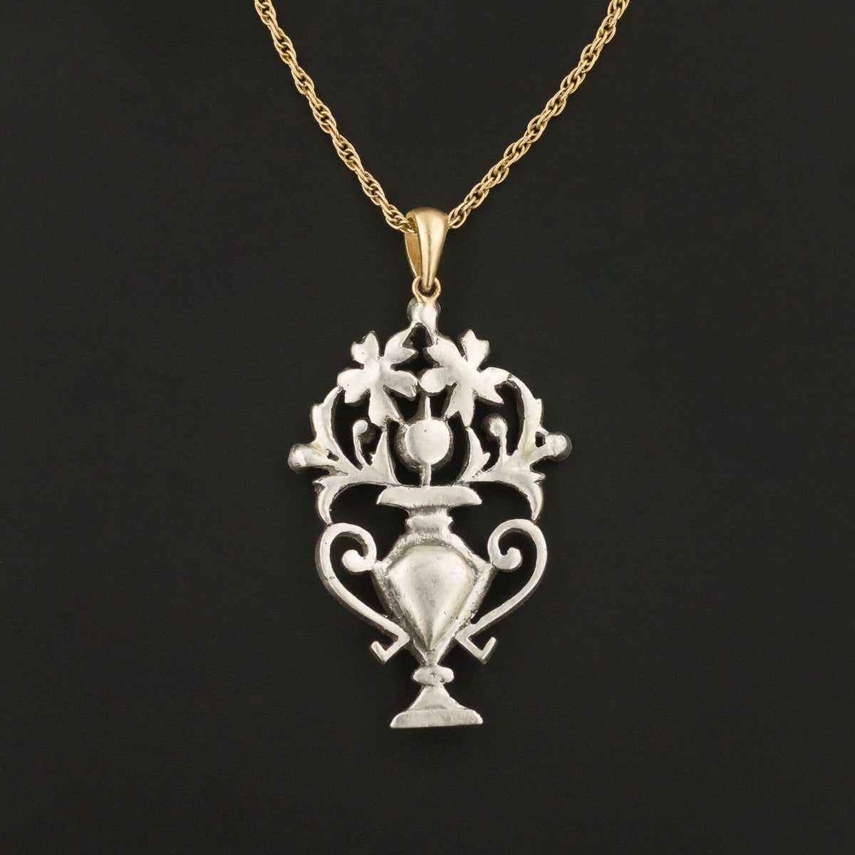 Antique Gemstone Giardinetti Flower Basket Conversion Pendant - Trademark Antiques