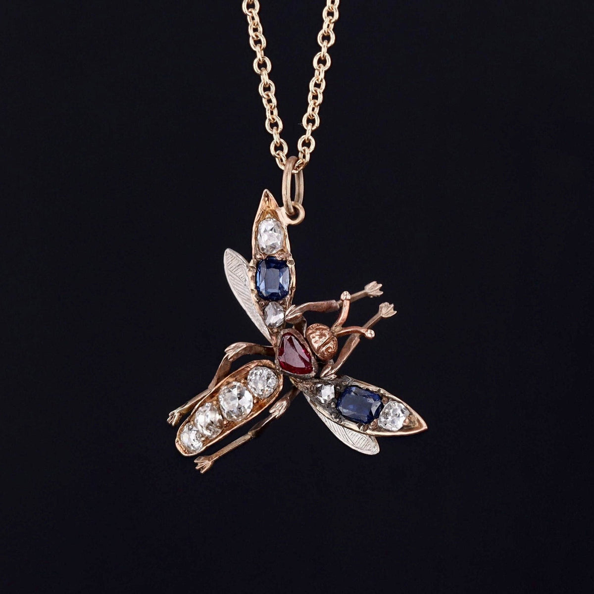Antique Gemstone Insect Conversion Pendant of 14k Gold - Trademark Antiques