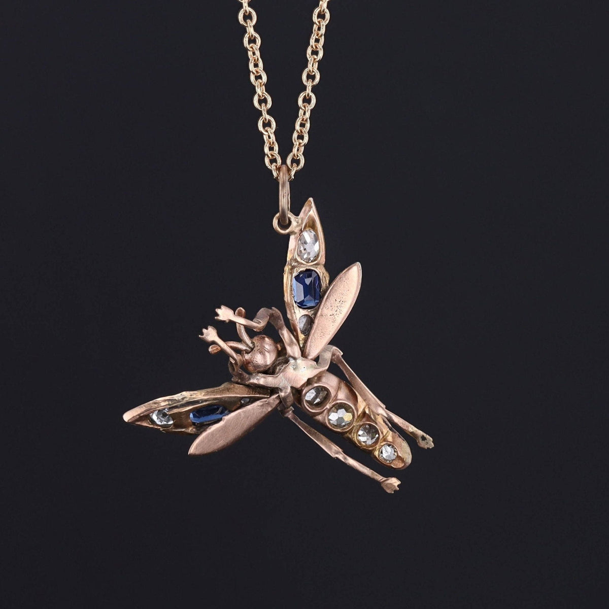 Antique Gemstone Insect Conversion Pendant of 14k Gold - Trademark Antiques