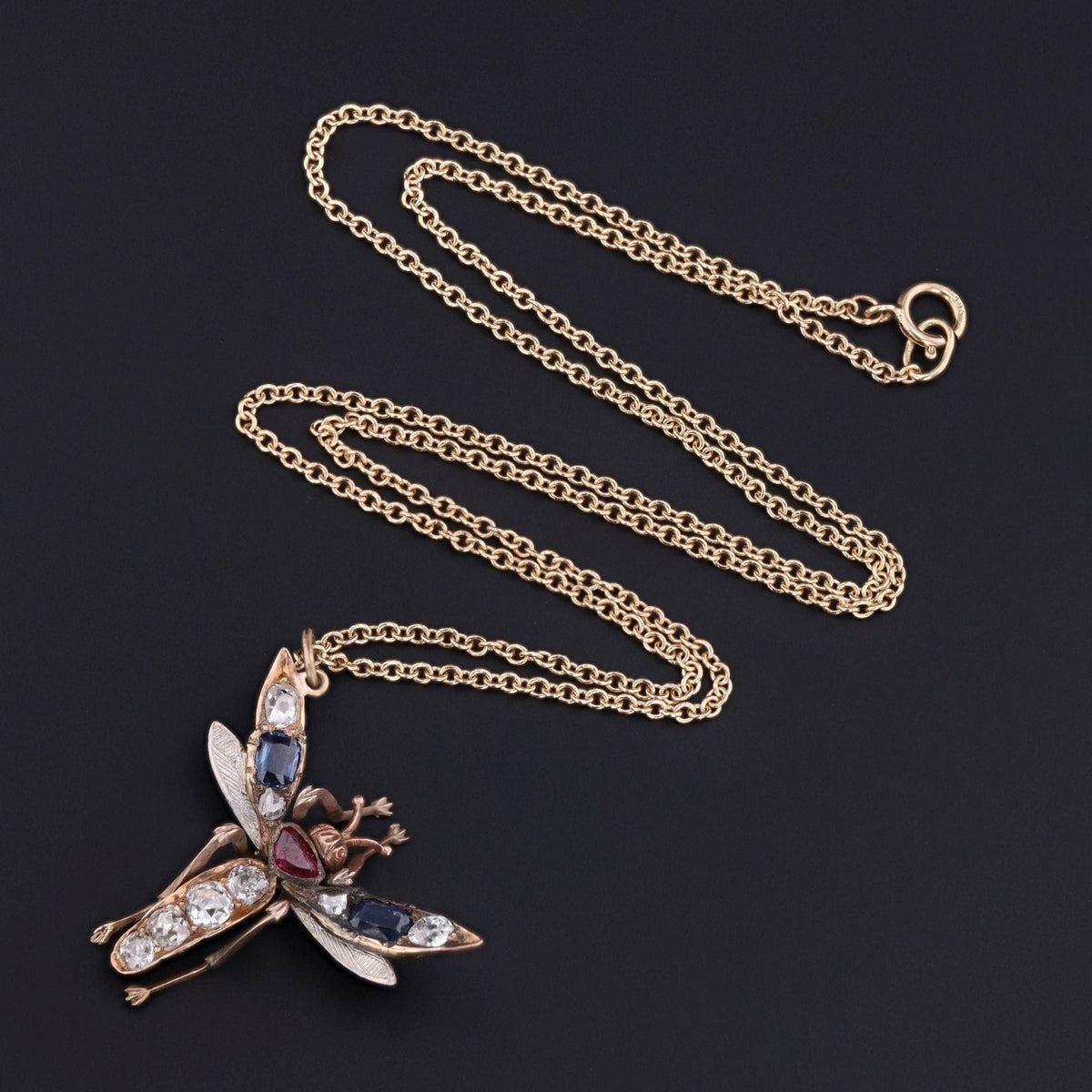 Antique Gemstone Insect Conversion Pendant of 14k Gold - Trademark Antiques