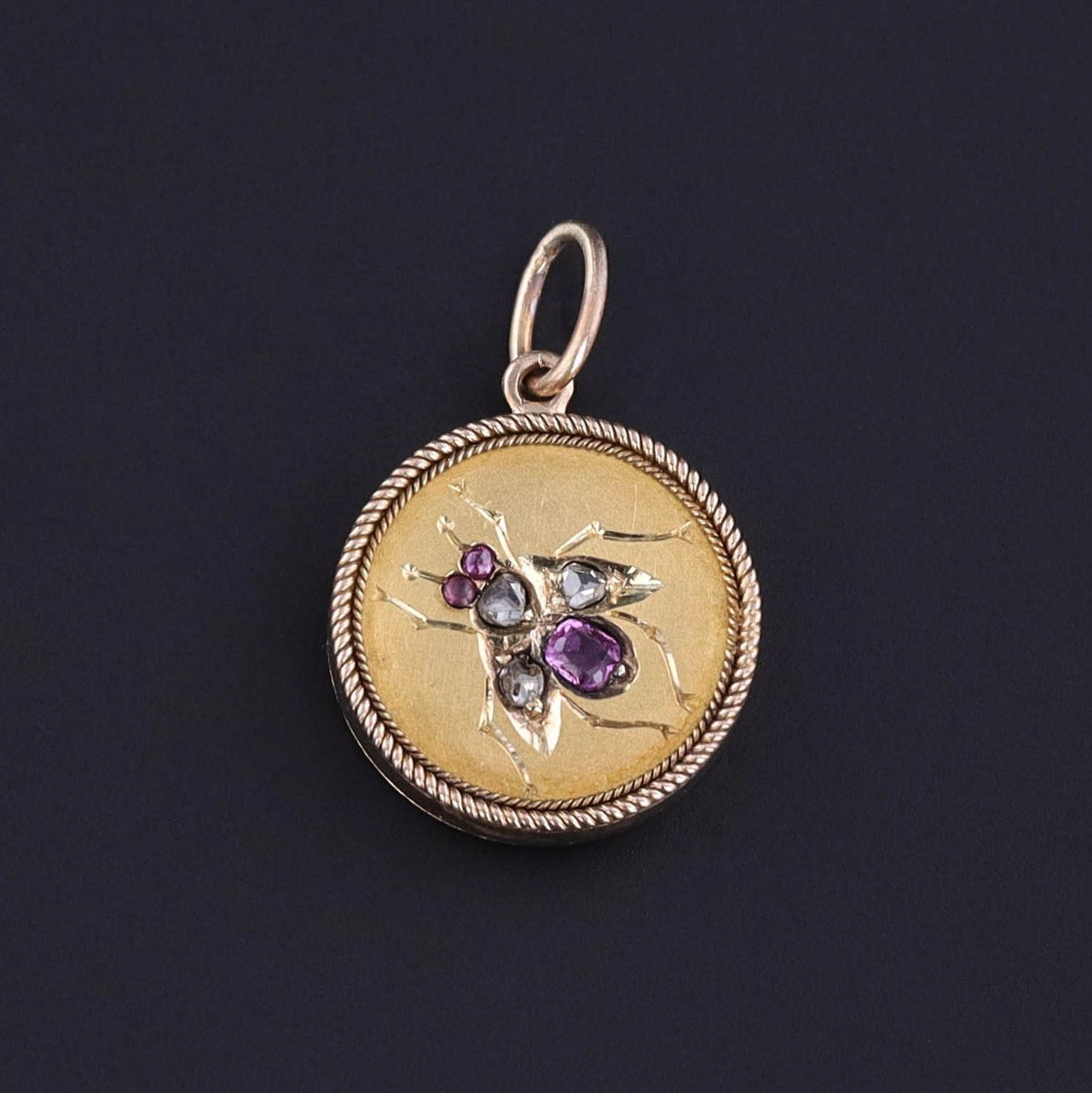 Antique Gemstone Insect Pendant of 14k Gold - Trademark Antiques