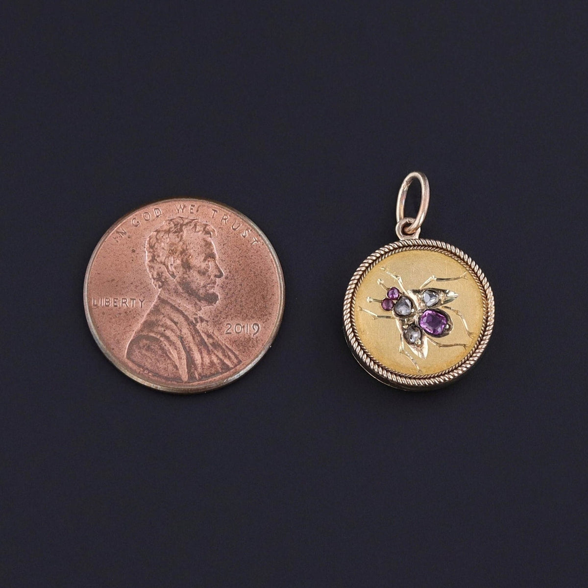 Antique Gemstone Insect Pendant of 14k Gold - Trademark Antiques
