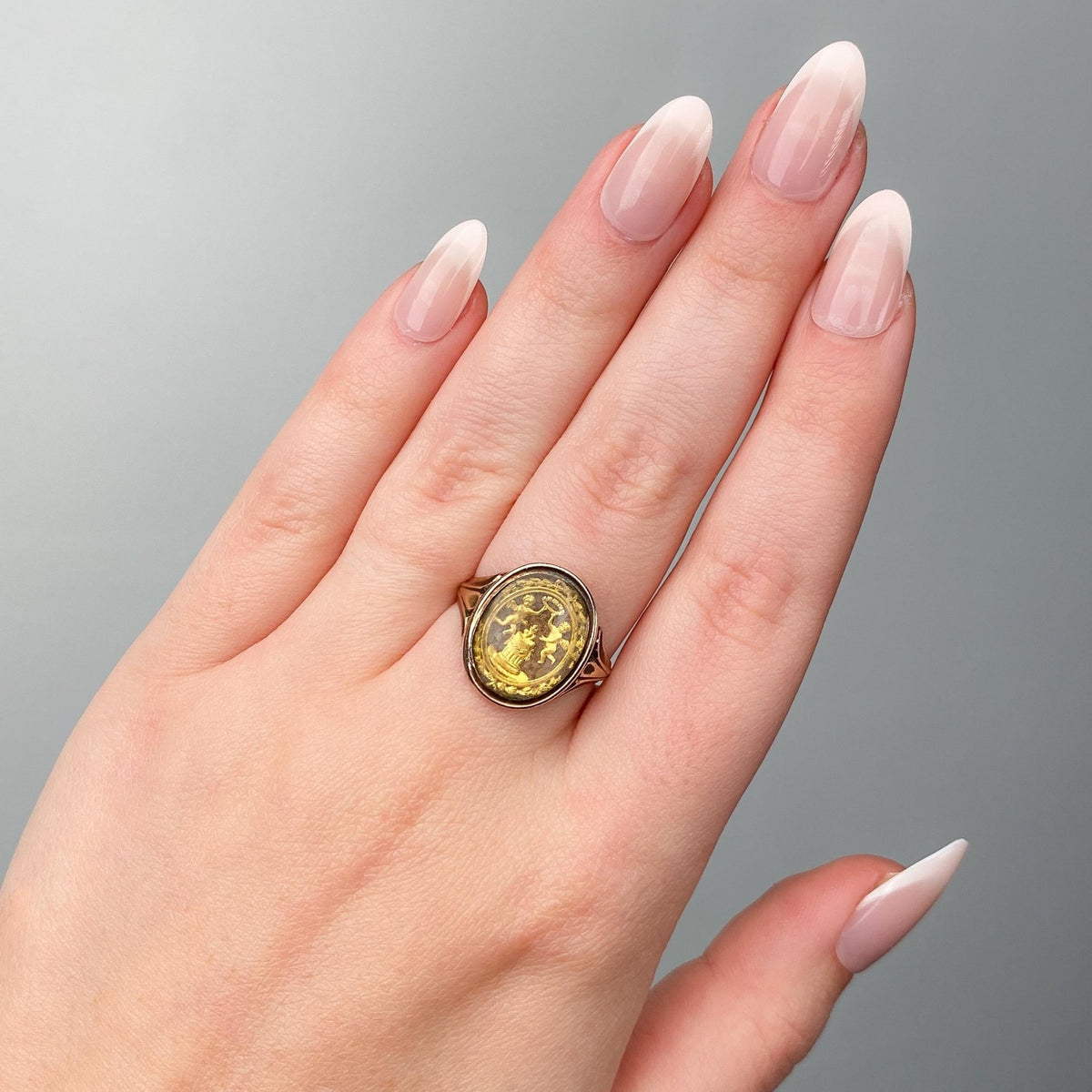Antique Georgian Cherub Love Token Ring of 9ct Gold - Trademark Antiques