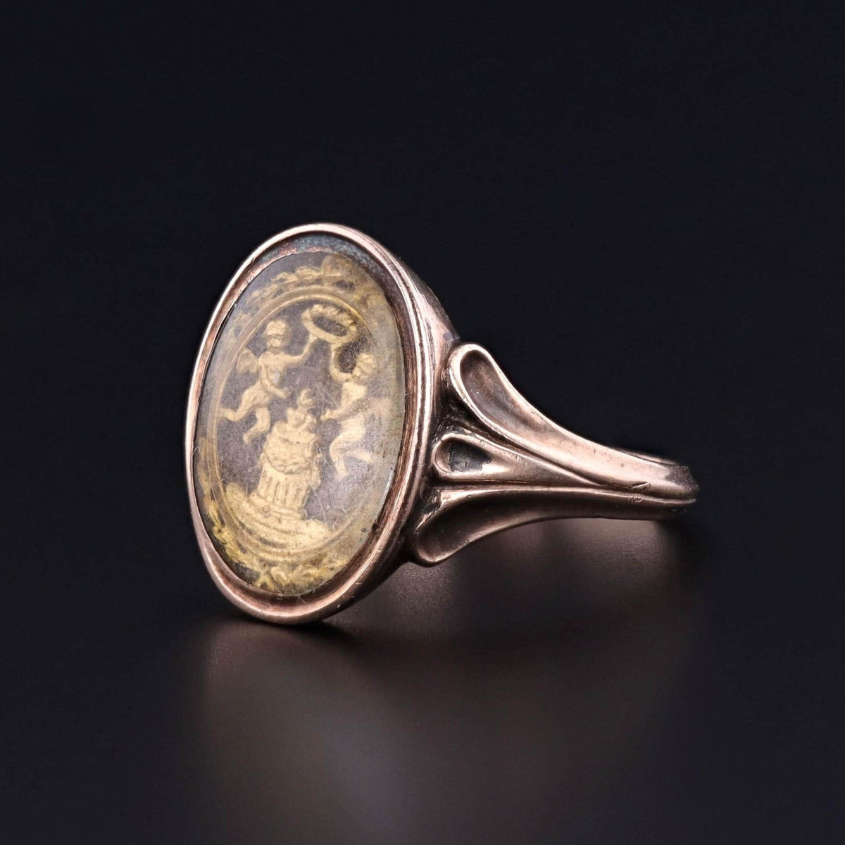 Antique Georgian Cherub Love Token Ring of 9ct Gold - Trademark Antiques