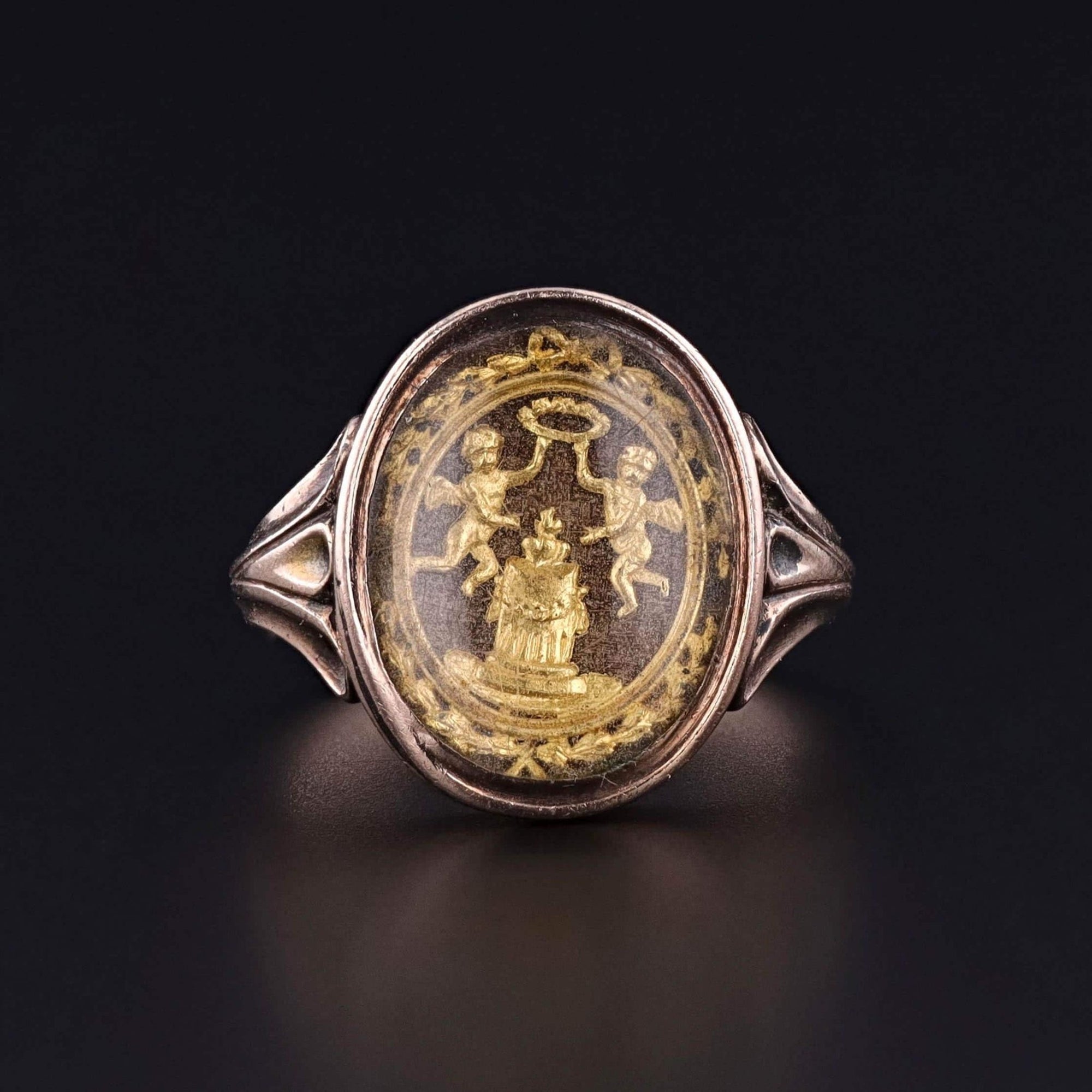 Antique Georgian Cherub Love Token Ring of 9ct Gold - Trademark Antiques