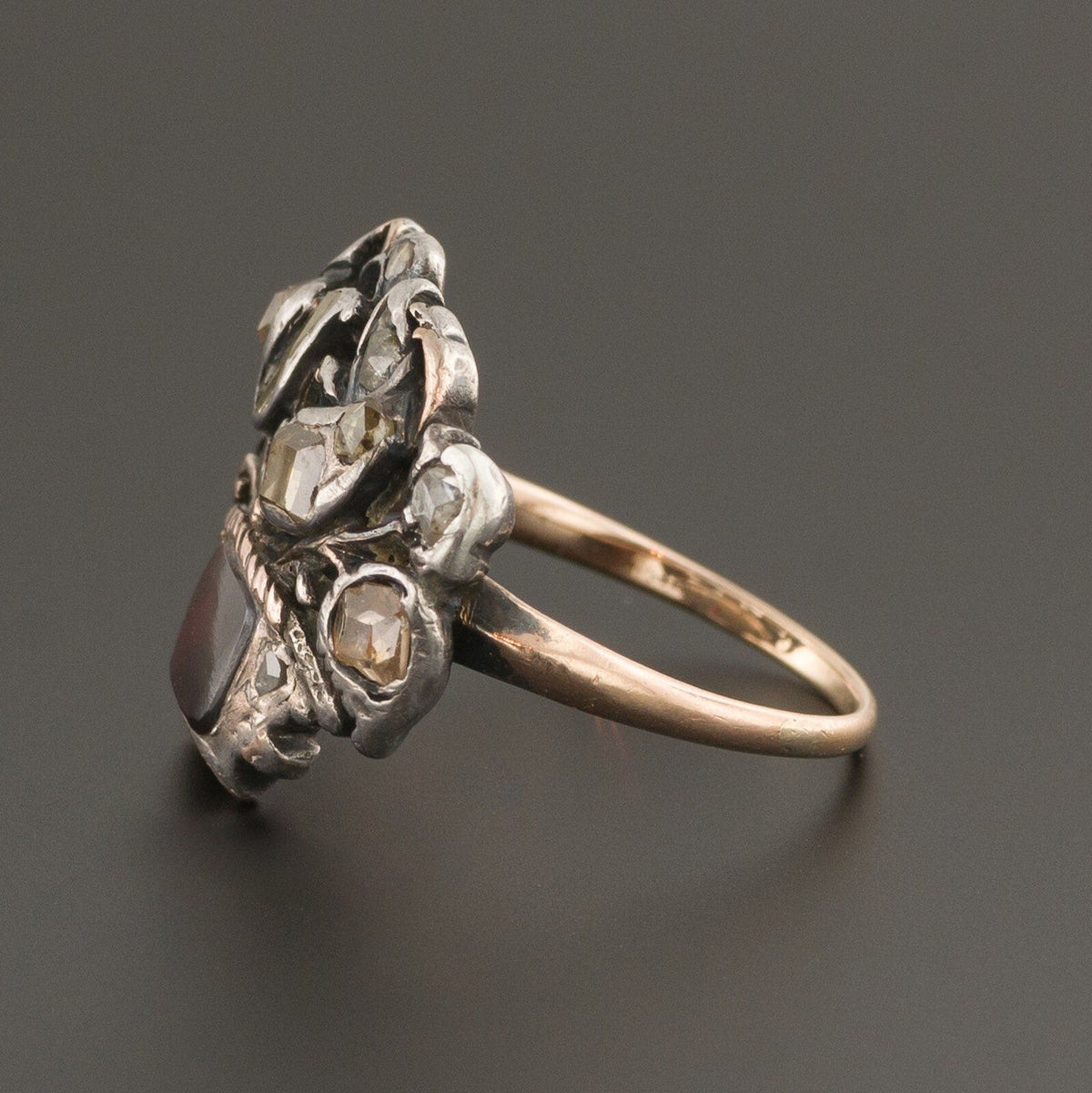 Antique Georgian Diamond and Garnet Giardinetti Ring - Trademark Antiques