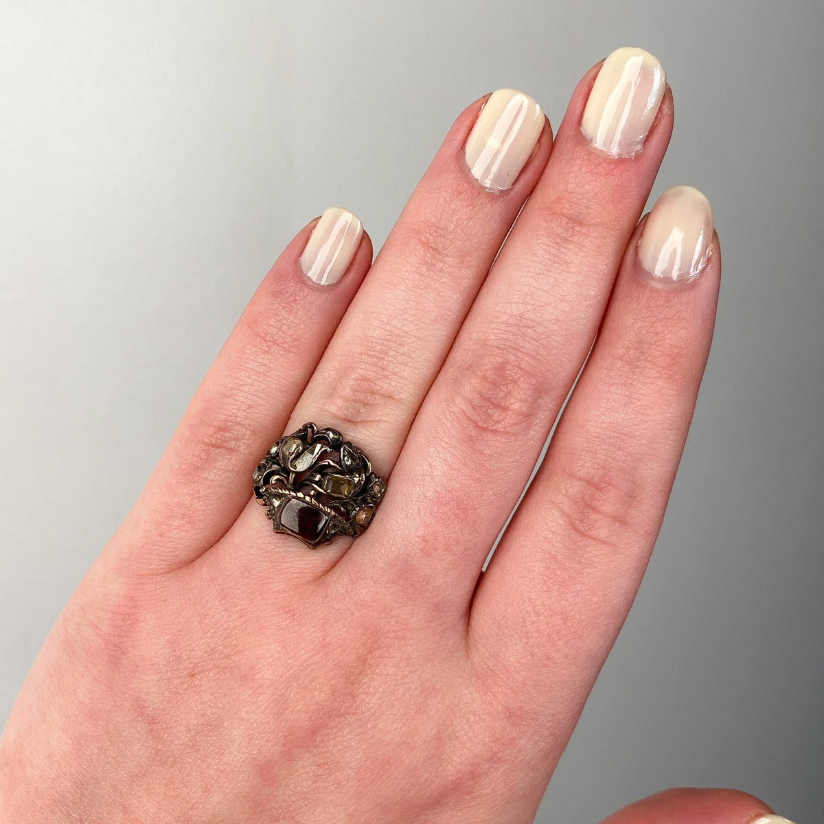 Antique Georgian Diamond and Garnet Giardinetti Ring - Trademark Antiques