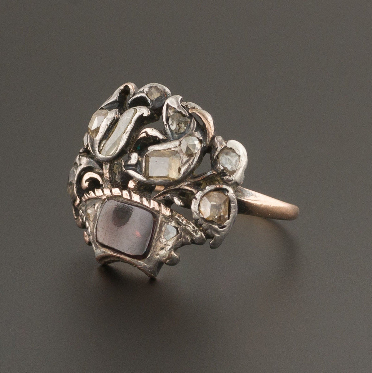Antique Georgian Diamond and Garnet Giardinetti Ring - Trademark Antiques