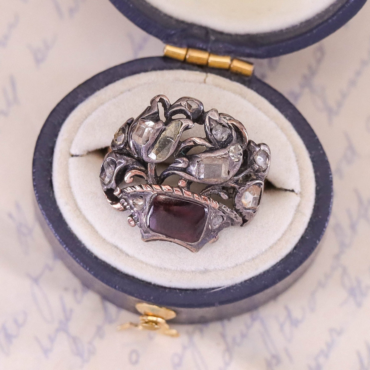 Antique Georgian Diamond and Garnet Giardinetti Ring - Trademark Antiques