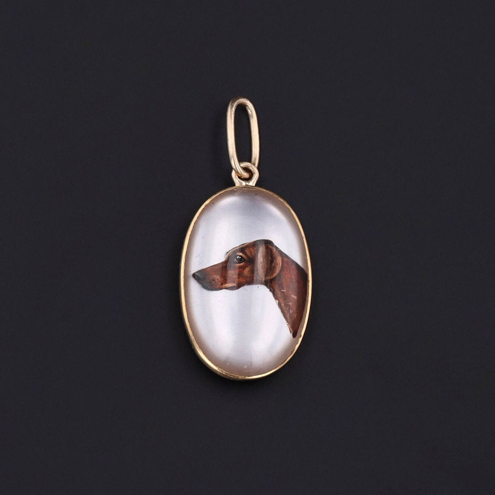 Antique German Short Haired Pointer Dog Conversion Charm of 18k Gold - Trademark Antiques