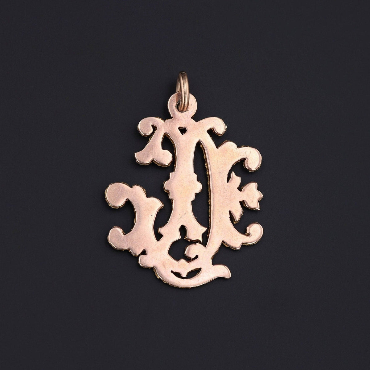 Antique GJ or JG Initial Pendant of 10k Rose and Yellow Gold - Trademark Antiques