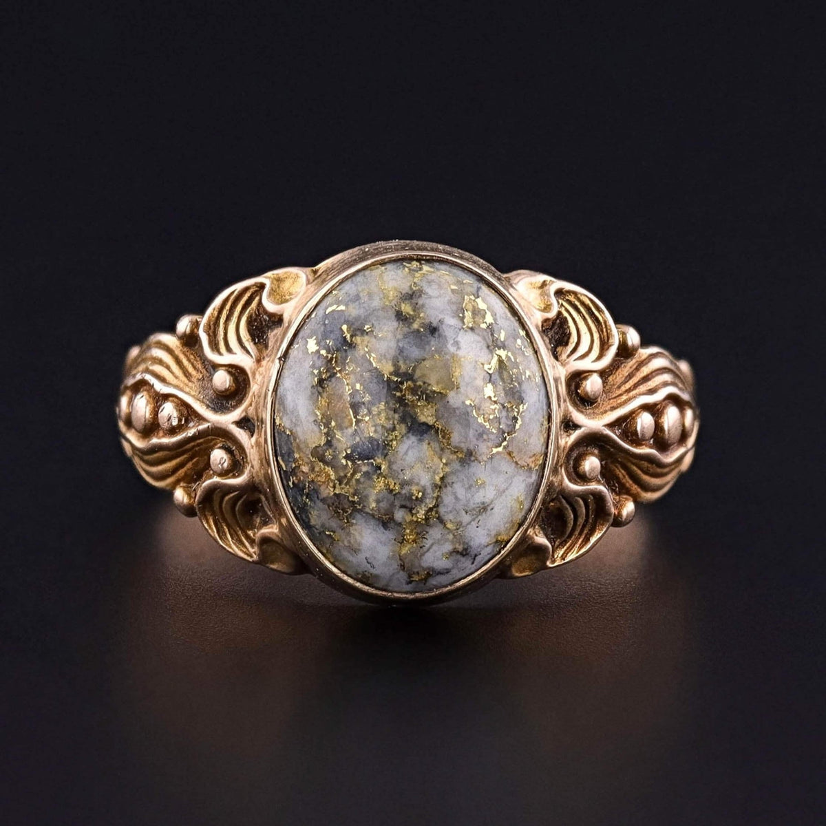 Antique Gold Quartz Signate Ring of 10k Gold - Trademark Antiques