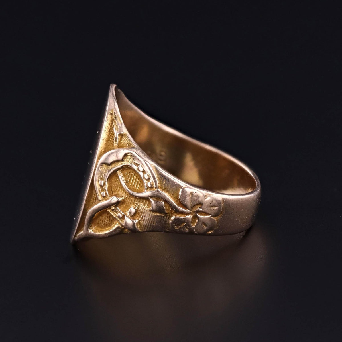 Antique Good Luck Signet Ring of 14k Gold - Trademark Antiques