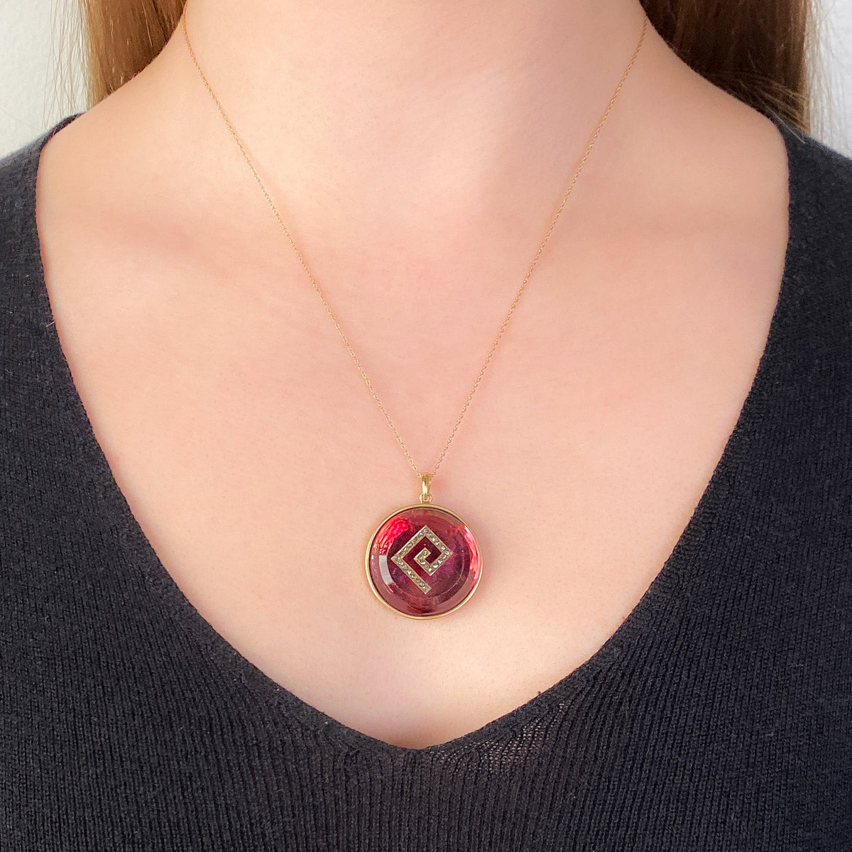 Antique Greek Key Pendant of 14k Gold - Trademark Antiques