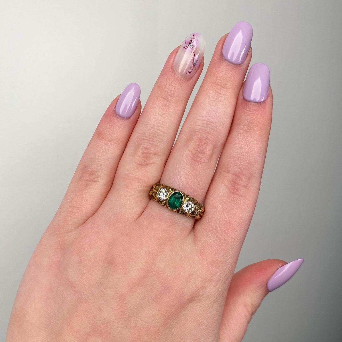 Antique Green Man Emerald Ring of 14k Gold - Trademark Antiques