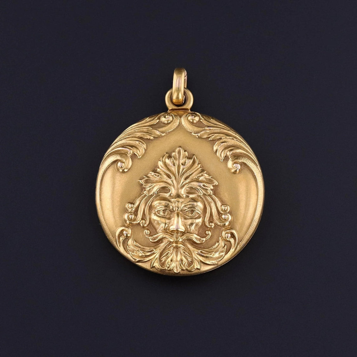 Antique Green Man Locket of 14k Gold - Trademark Antiques