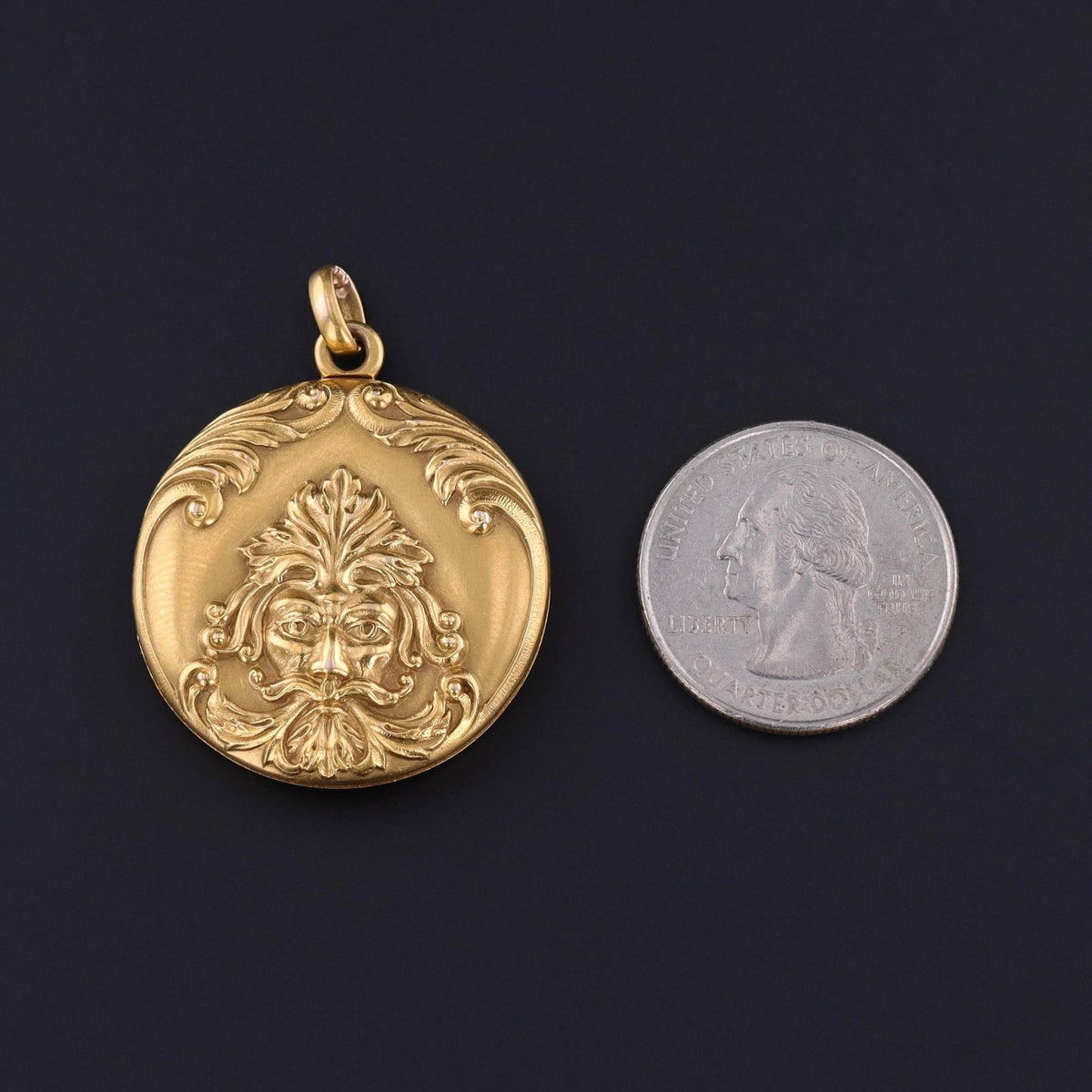 Antique Green Man Locket of 14k Gold - Trademark Antiques
