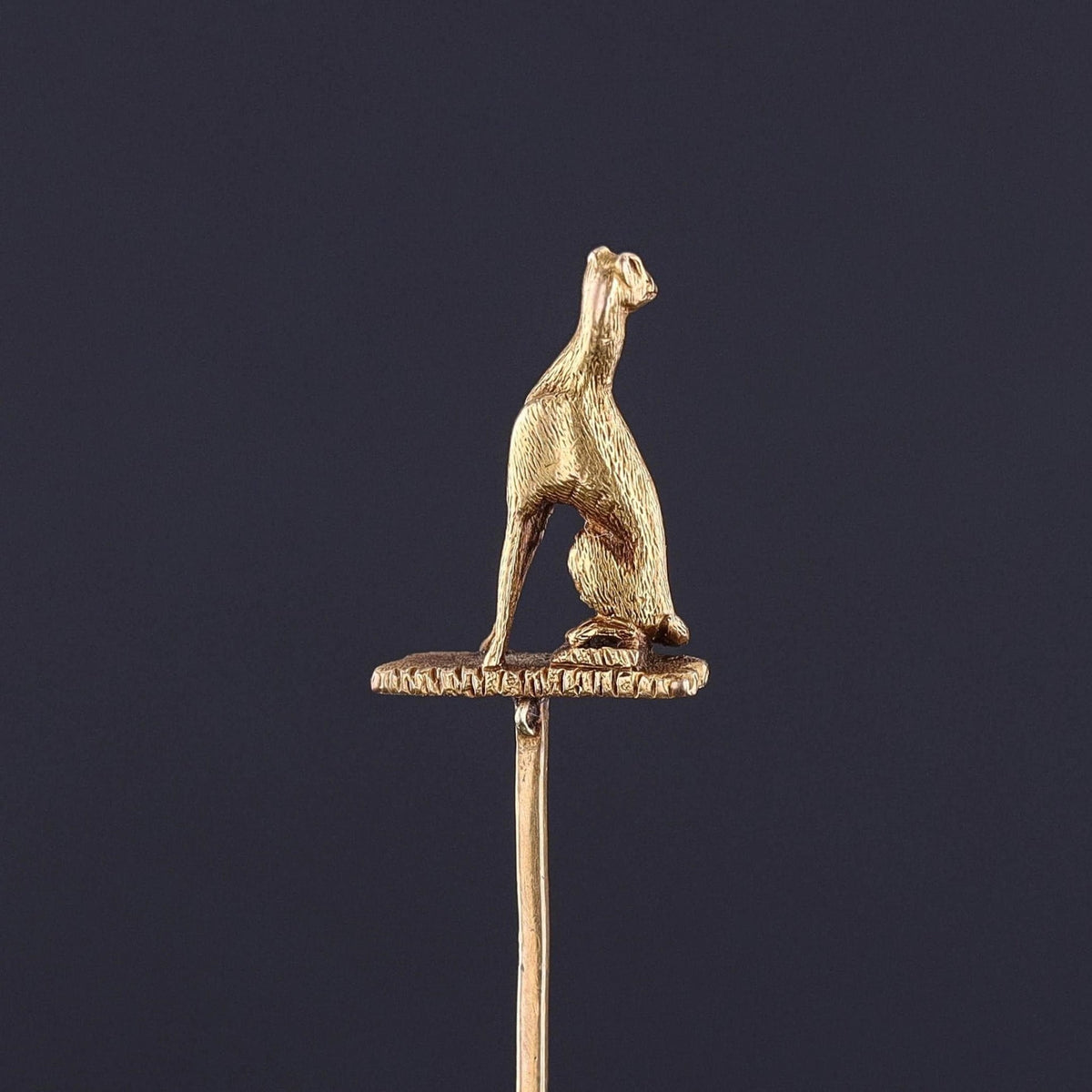 Antique Greyhound or Whippet Stickpin of 14k Gold - Trademark Antiques