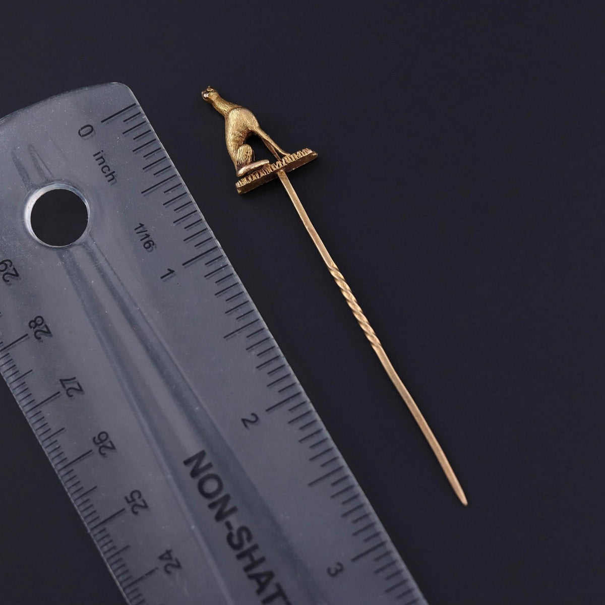 Antique Greyhound or Whippet Stickpin of 14k Gold - Trademark Antiques
