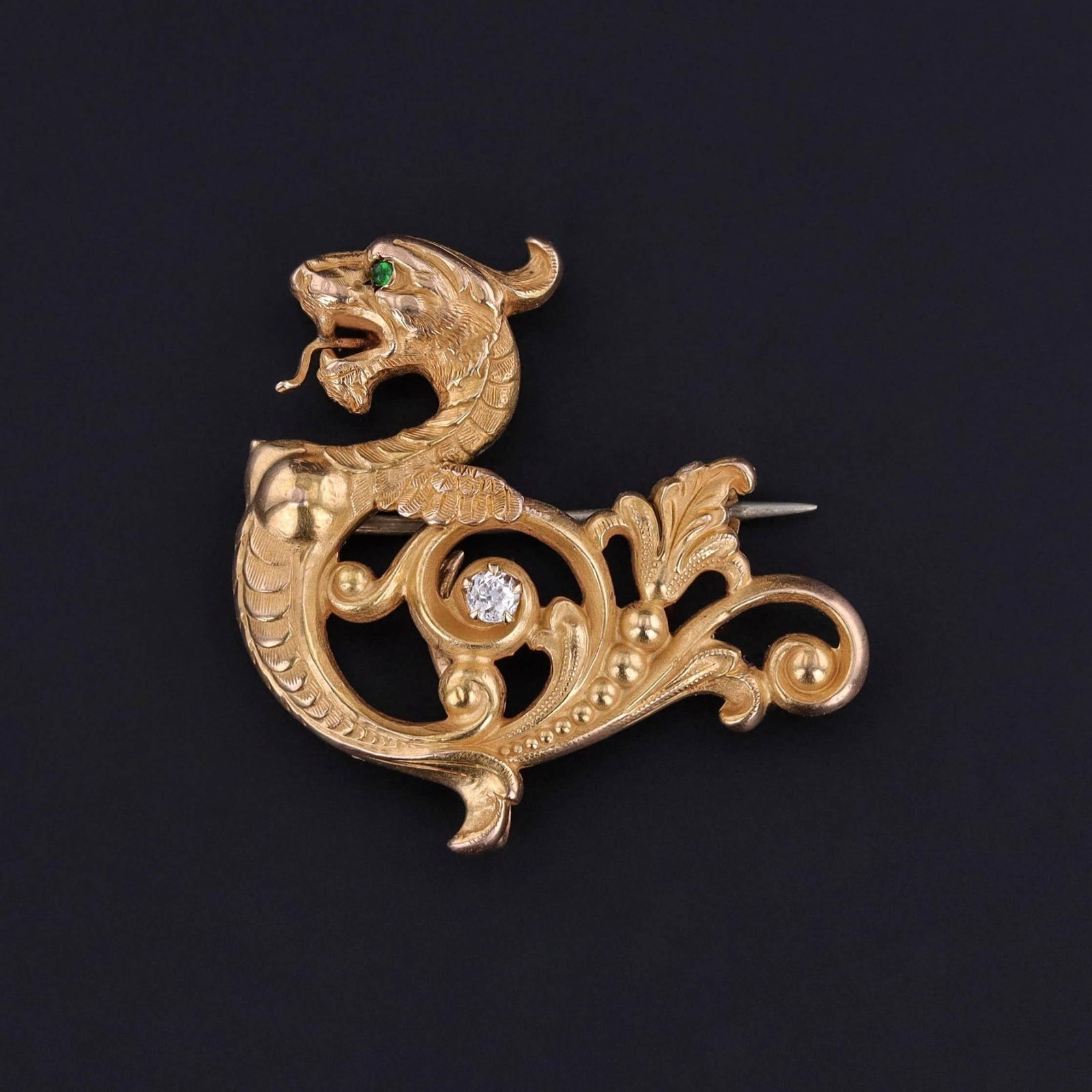 Antique Griffin Brooch of 14k Gold - Trademark Antiques