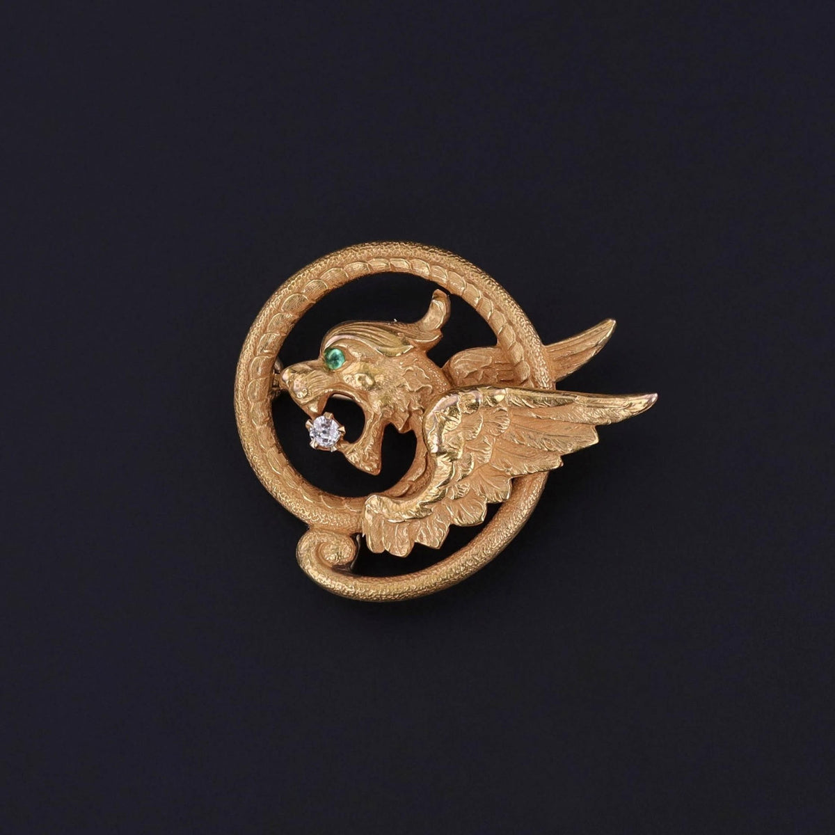 Antique Griffin Brooch of 14k Gold - Trademark Antiques
