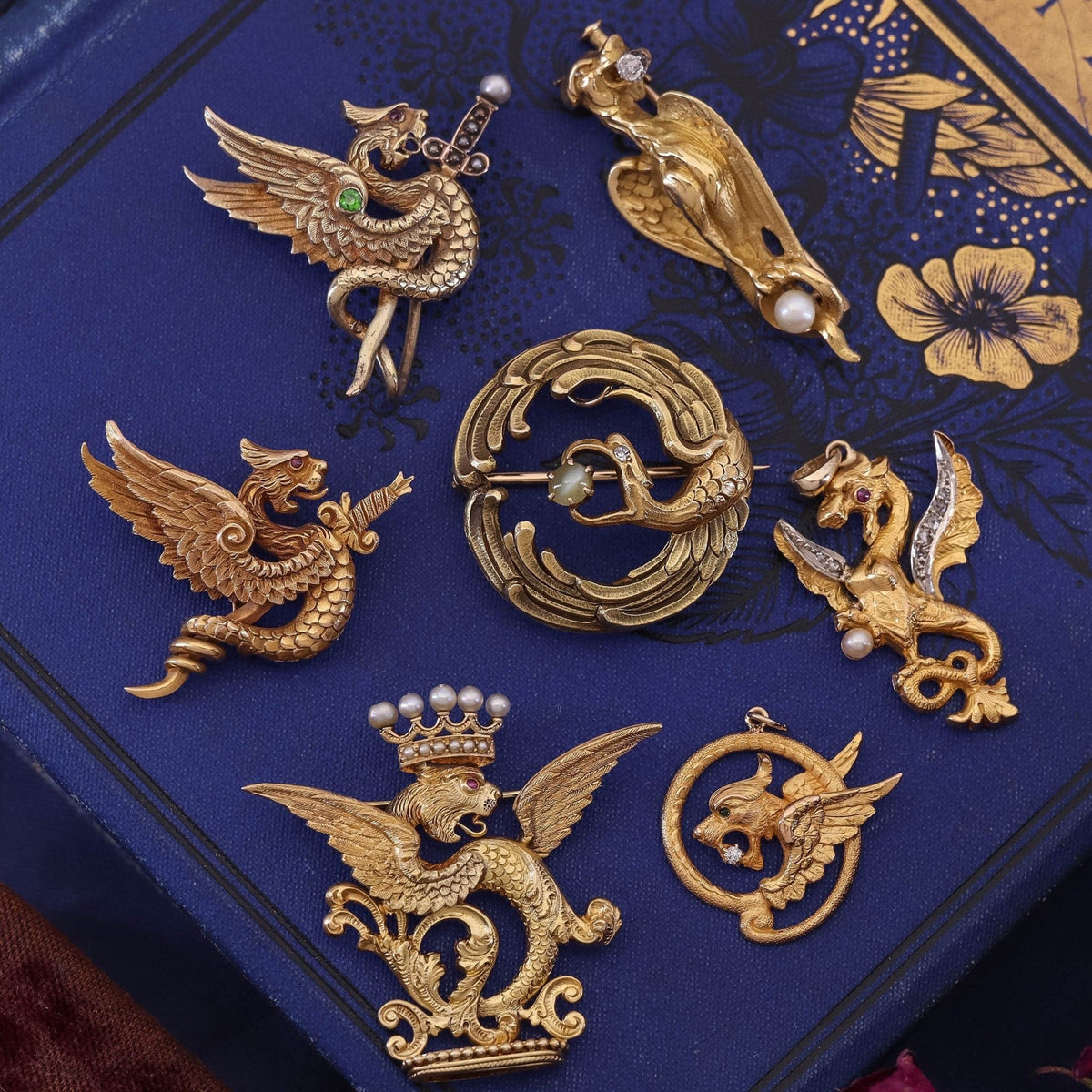 Antique Griffin Brooch of 14k Gold - Trademark Antiques