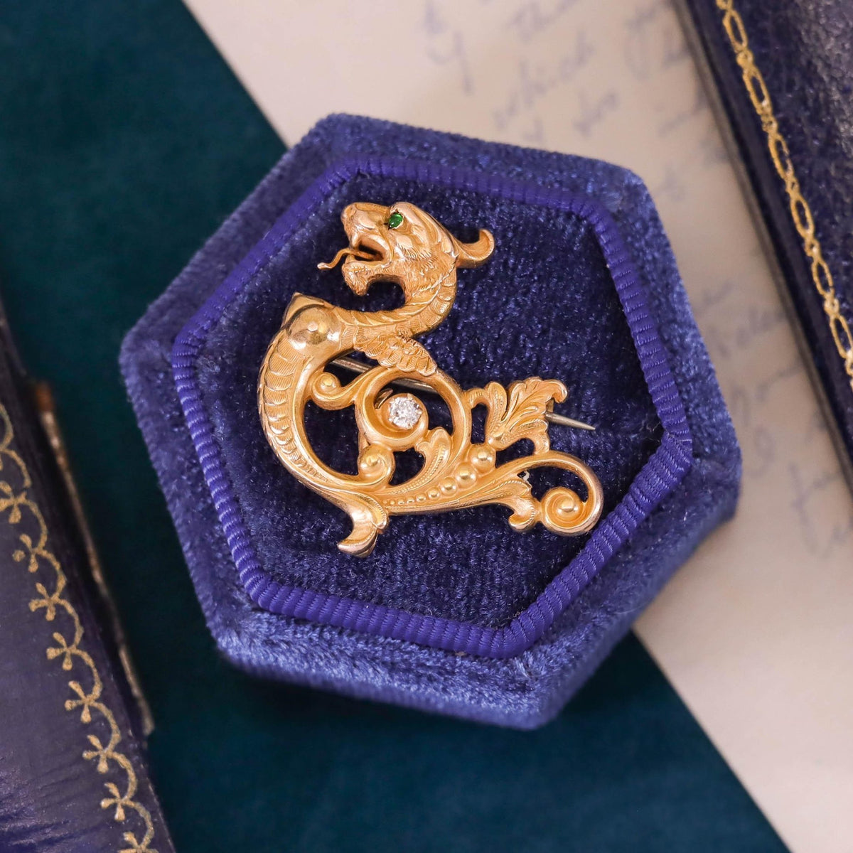 Antique Griffin Brooch of 14k Gold - Trademark Antiques