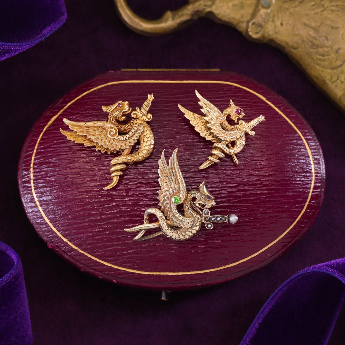 Antique Griffin Brooch of 14k Gold - Trademark Antiques