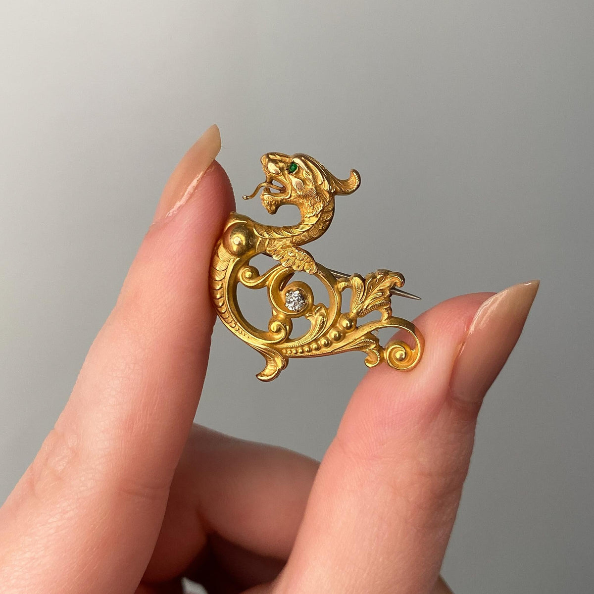 Antique Griffin Brooch of 14k Gold - Trademark Antiques