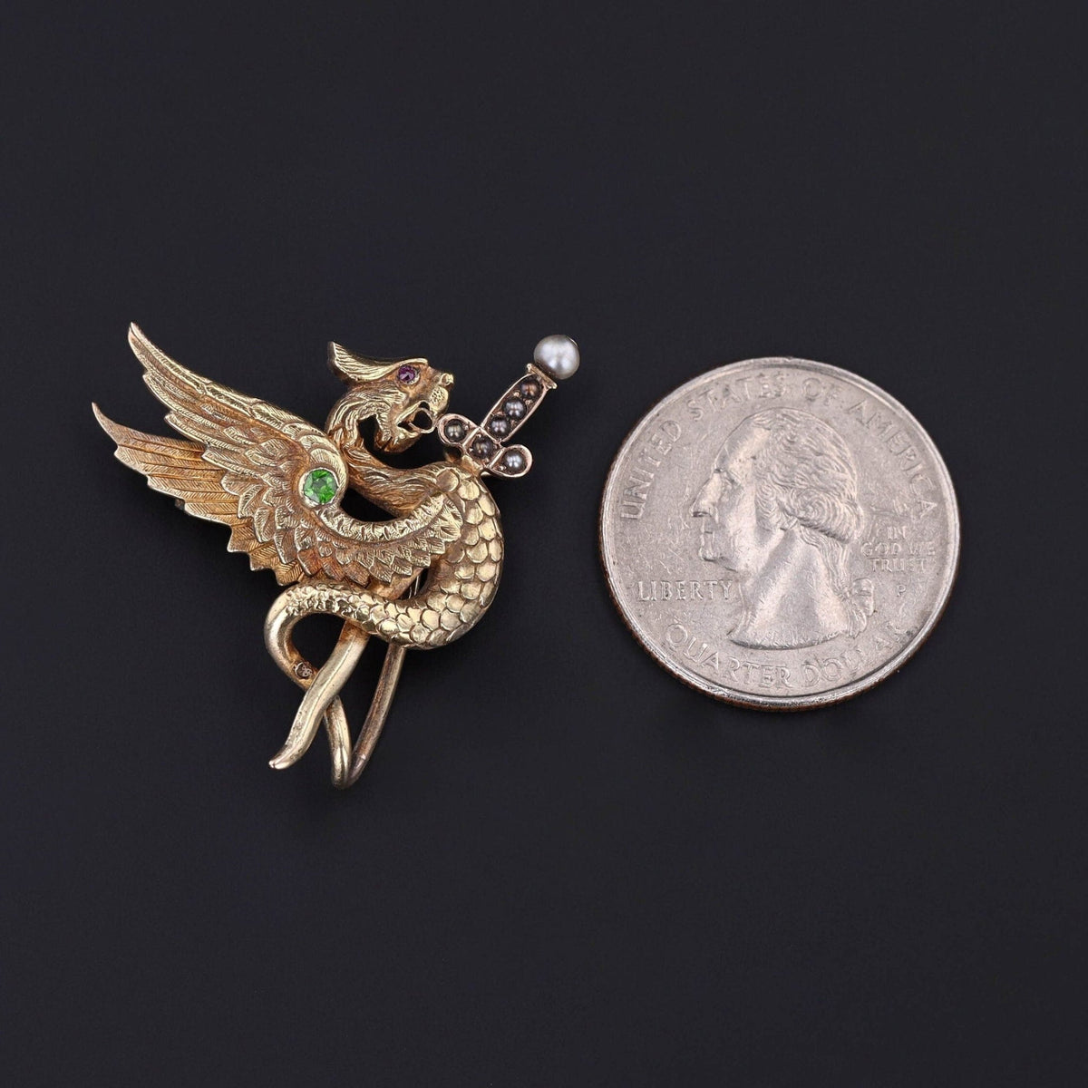 Antique Griffin Brooch of 14k Gold - Trademark Antiques