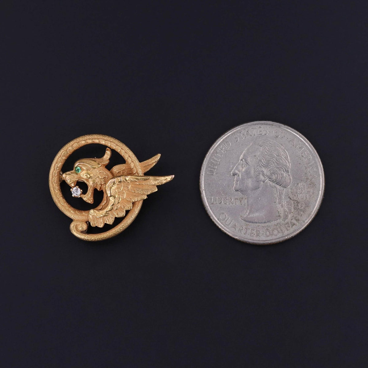 Antique Griffin Brooch of 14k Gold - Trademark Antiques