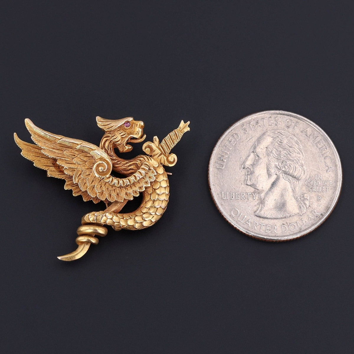 Antique Griffin Brooch of 14k Gold - Trademark Antiques