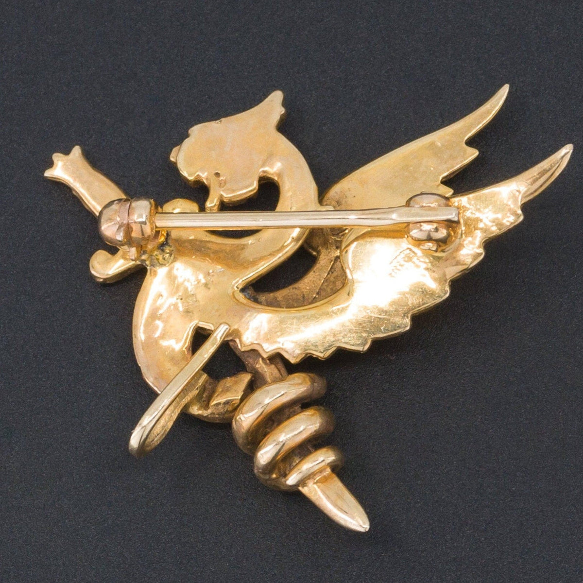 Antique Griffin Brooch or Watch Pin | 14k Gold Griffin - Trademark Antiques