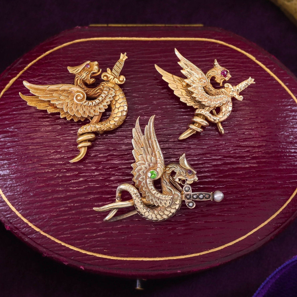 Antique Griffin Brooch or Watch Pin | 14k Gold Griffin - Trademark Antiques