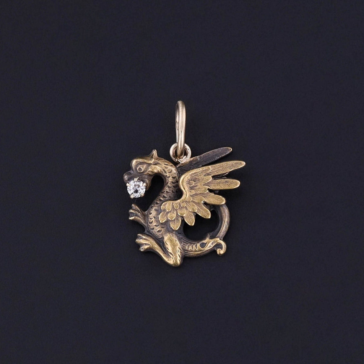 Antique Griffin Charm of 14k Gold - Trademark Antiques