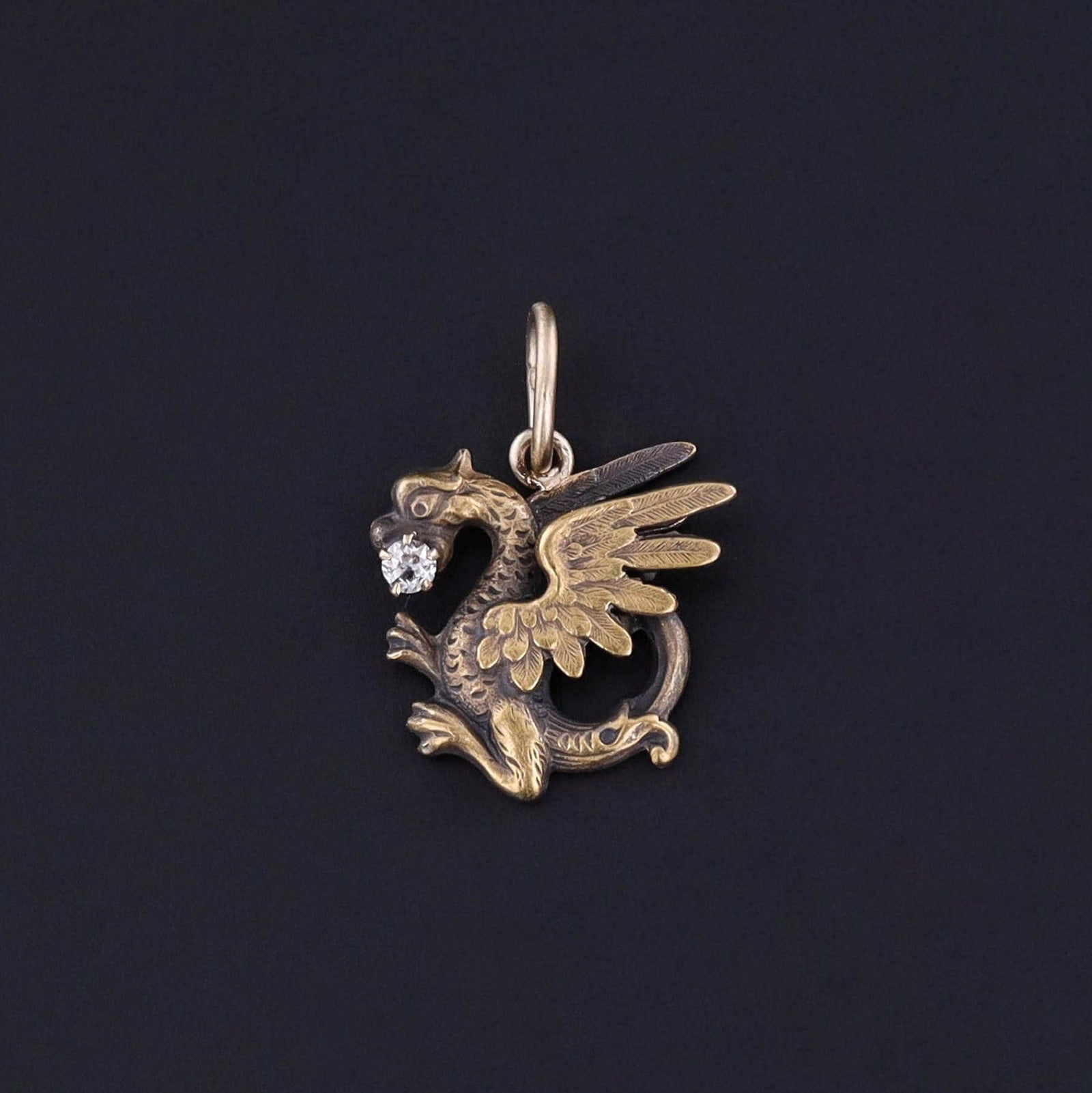 Antique Griffin Charm of 14k Gold - Trademark Antiques