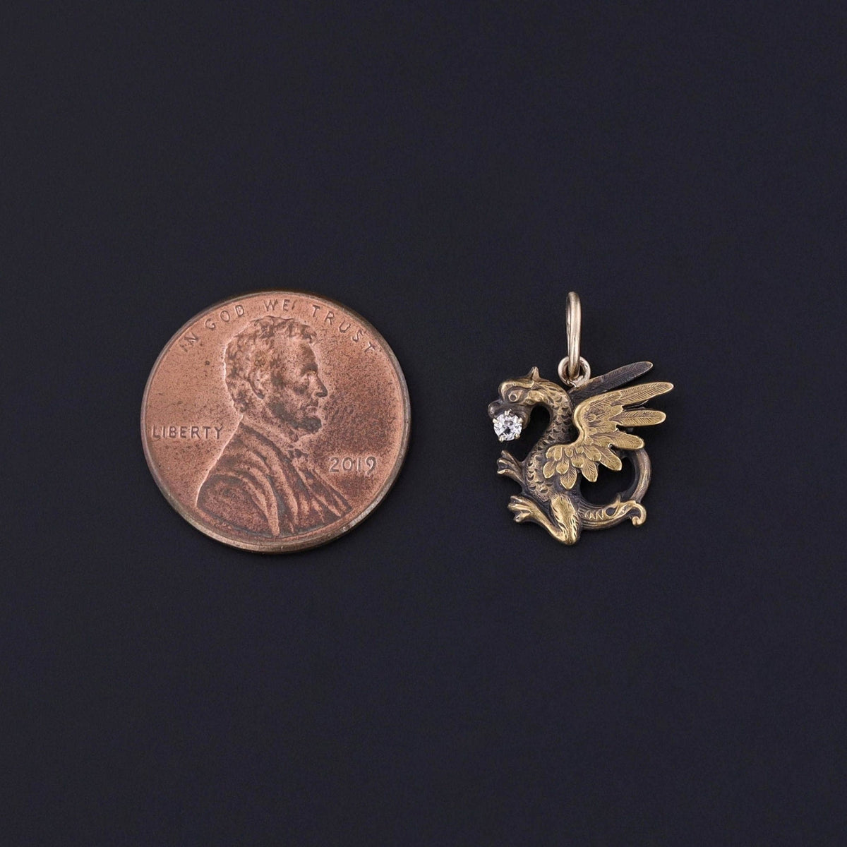 Antique Griffin Charm of 14k Gold - Trademark Antiques