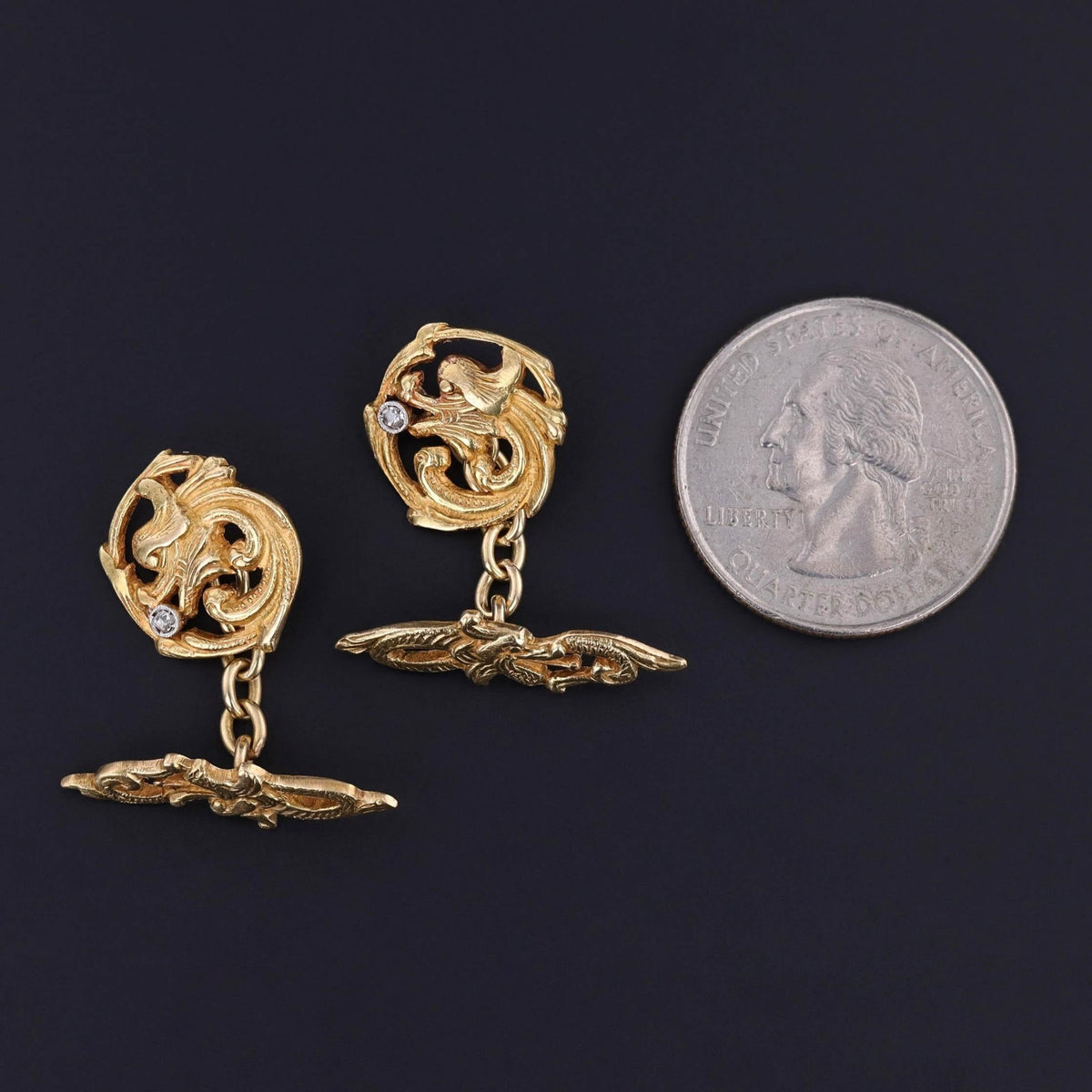 Antique Griffin Cufflinks of 18k Gold - Trademark Antiques