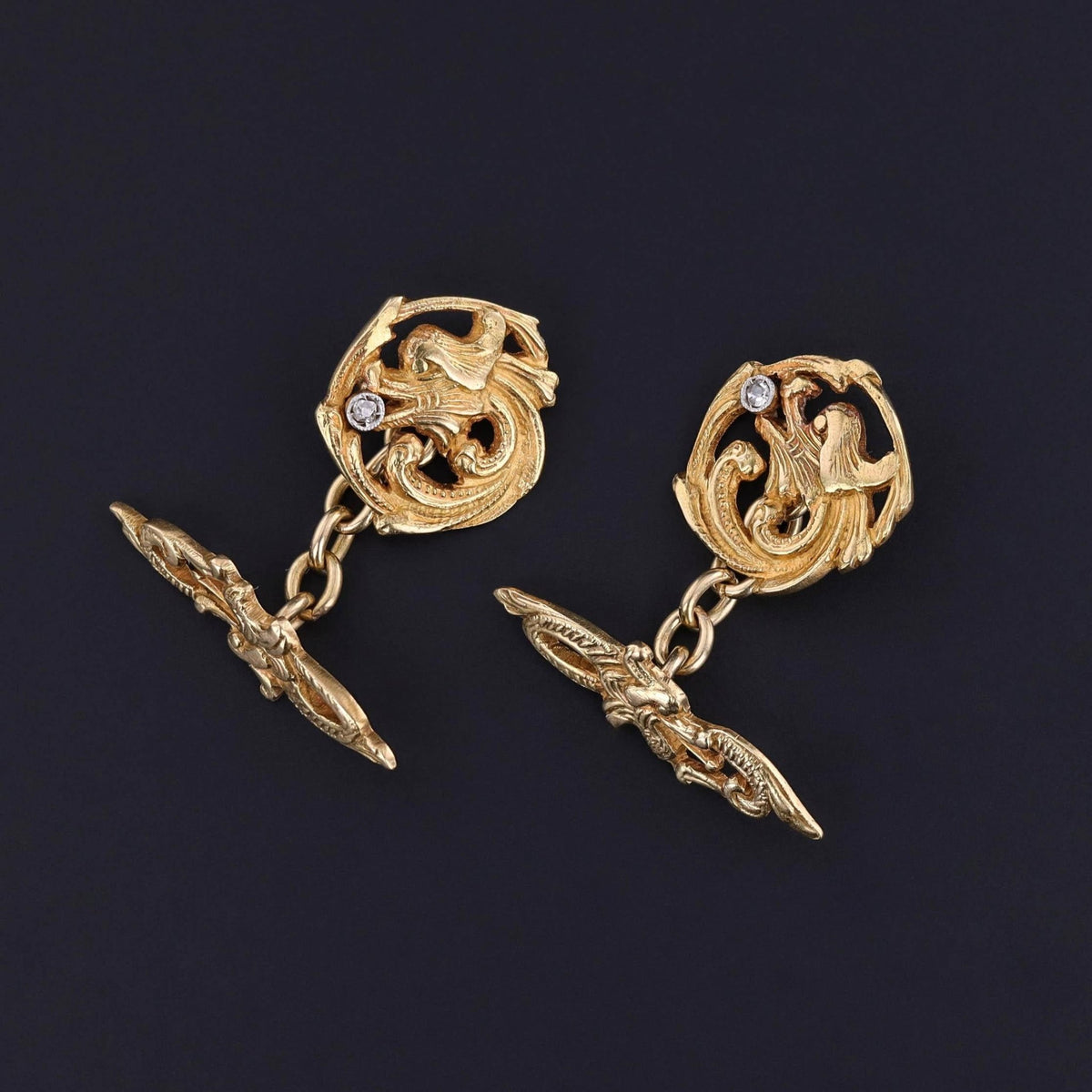 Antique Griffin Cufflinks of 18k Gold - Trademark Antiques