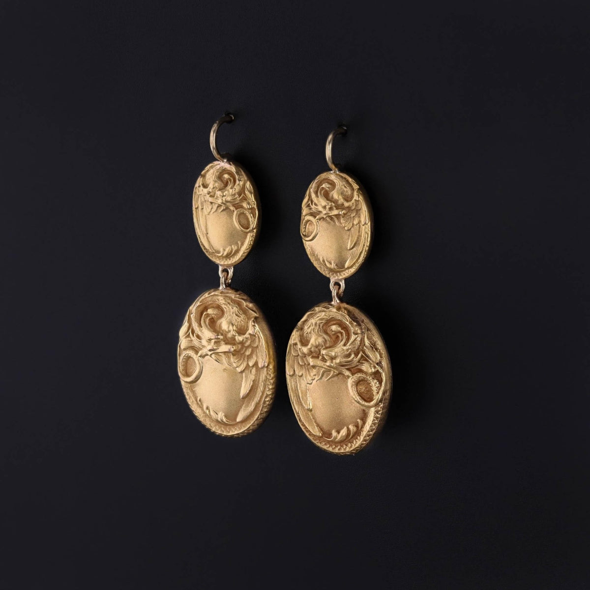 Antique Griffin Earrings of 14k Gold - Trademark Antiques