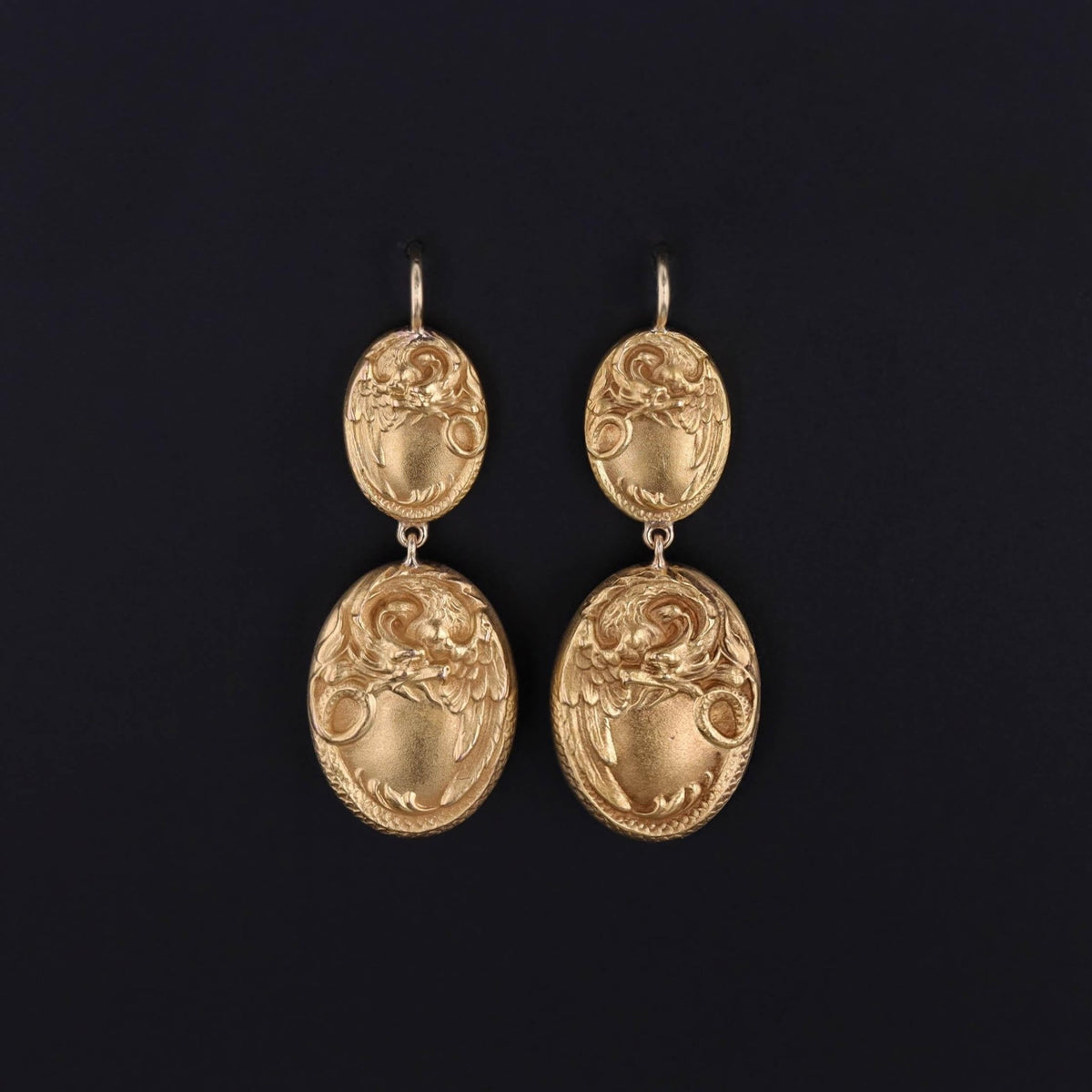 Antique Griffin Earrings of 14k Gold - Trademark Antiques