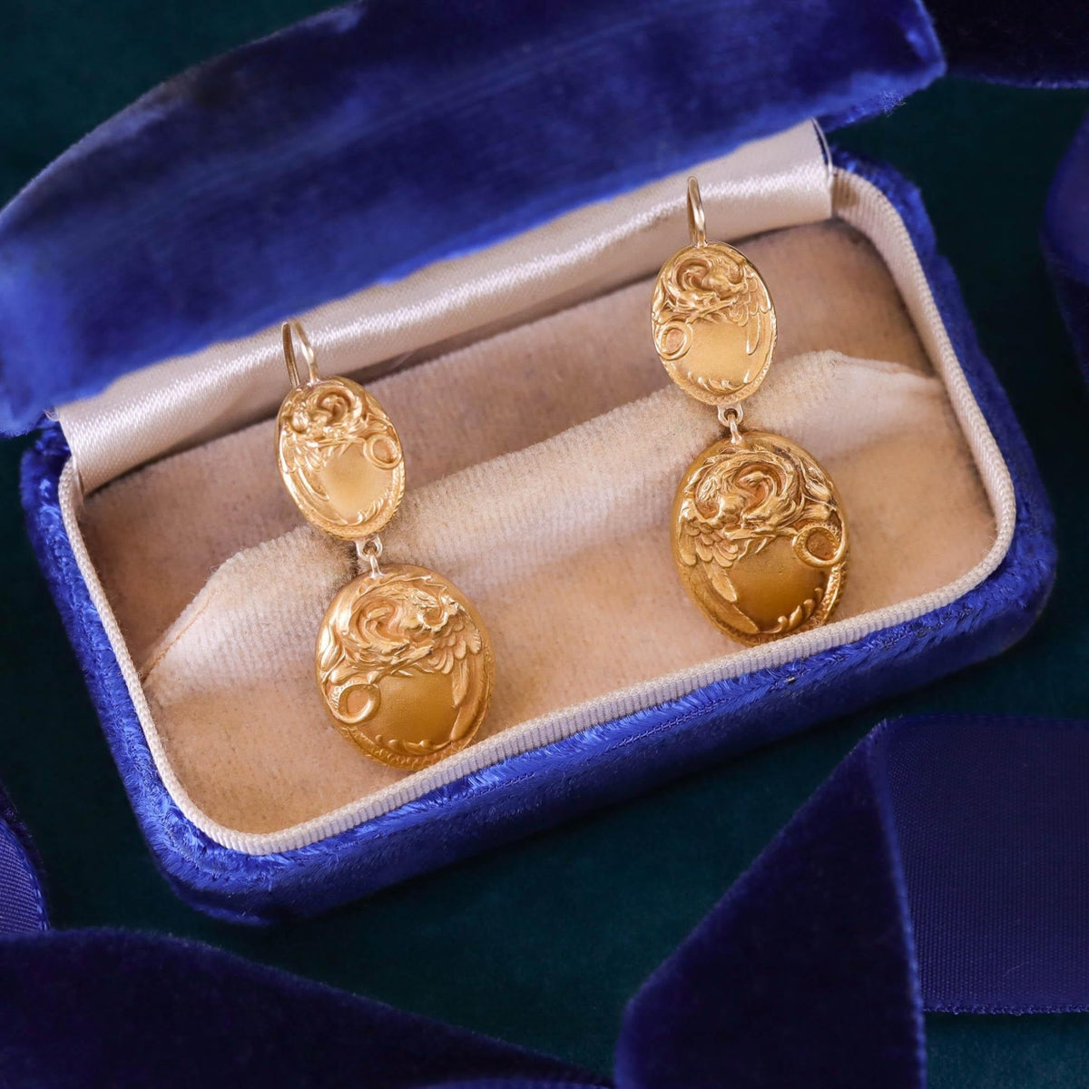 Antique Griffin Earrings of 14k Gold - Trademark Antiques